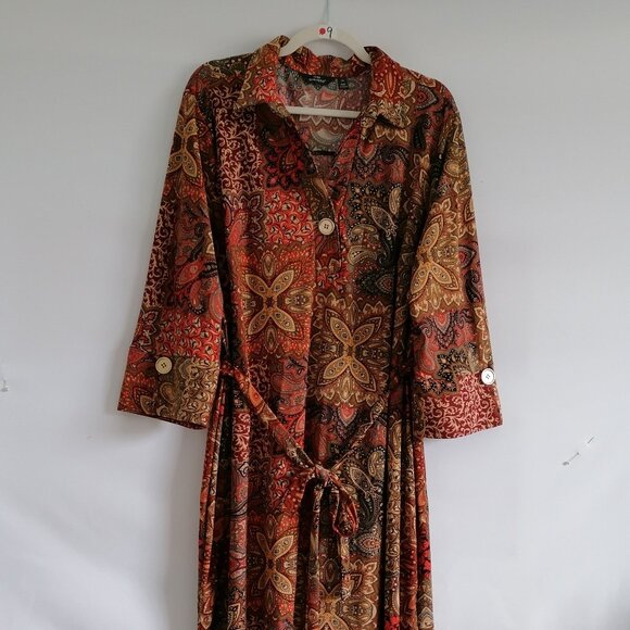 Mlle Gabrielle Women's Multicolor Paisley Printed Shirt Dress Plus Size 2X - Picture 1 of 7